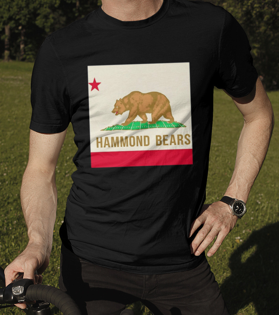 Hammond Bears California Flag Red Star Bear Image T-Shirt
