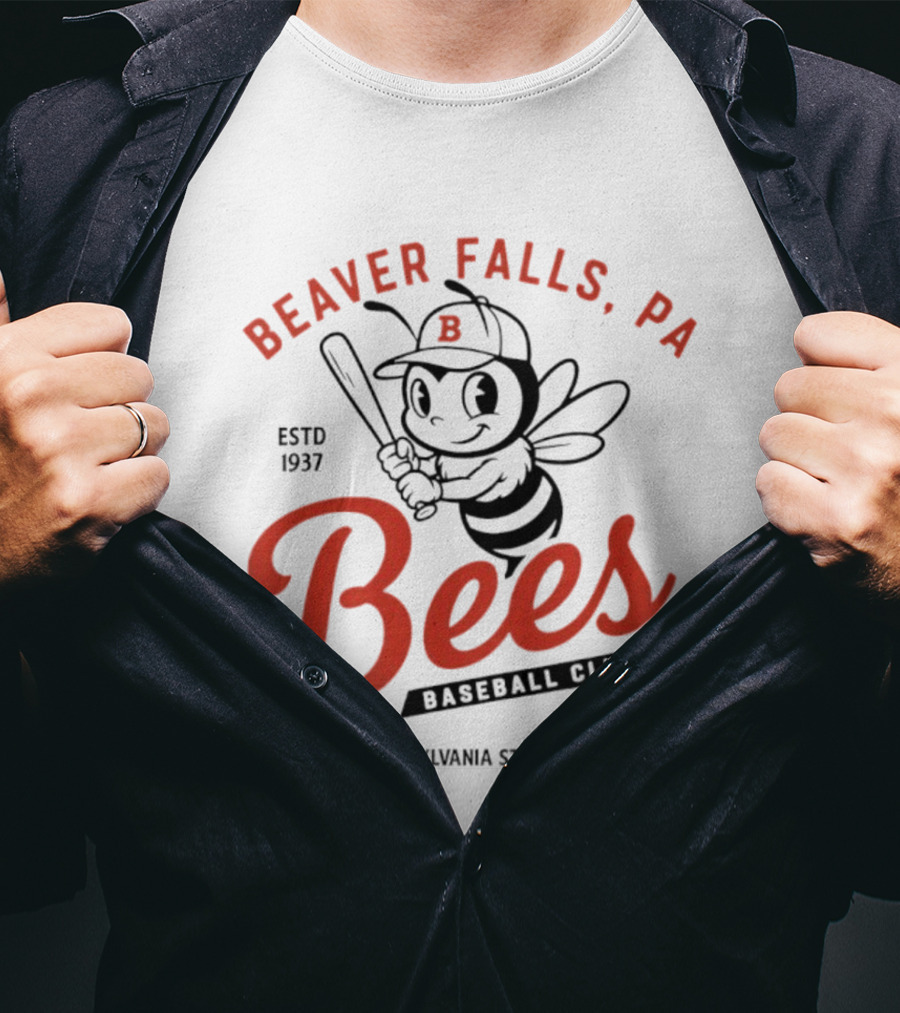 Beaver Falls PA Bees Baseball Club Estd 1937 Class D Pennsylvania State Association T-Shirt