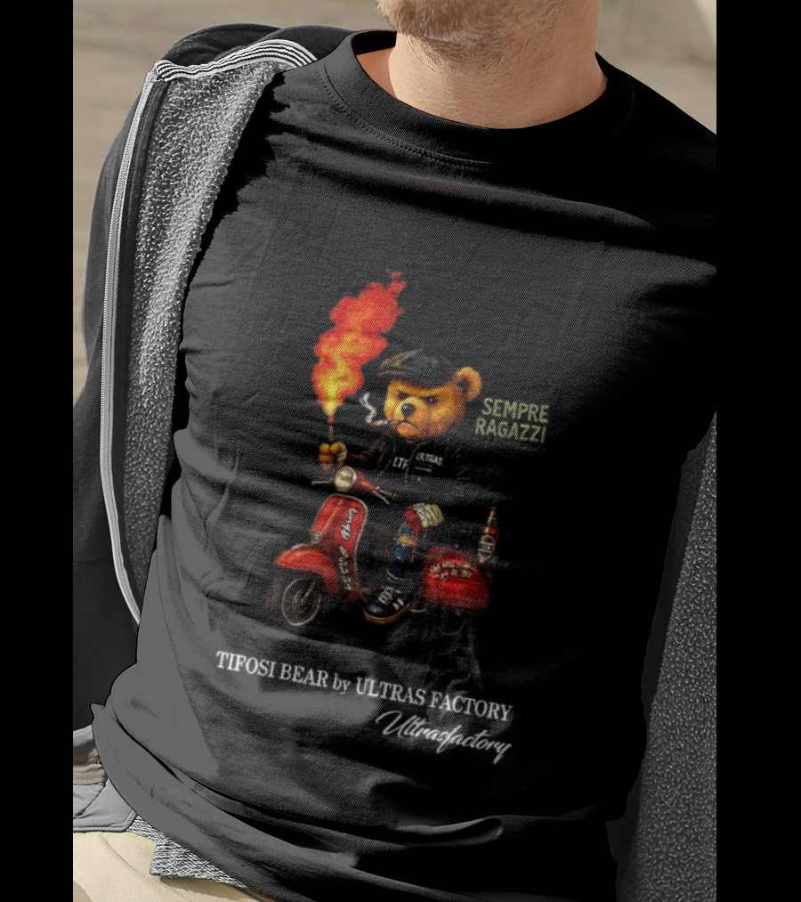 Tifosi Bear Vespa Scooter Ultras Factory Fan With Flare T-Shirt