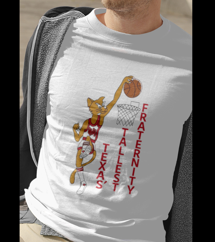 Texas' Tallest Fraternity Cat Basketball Dunk T-Shirt
