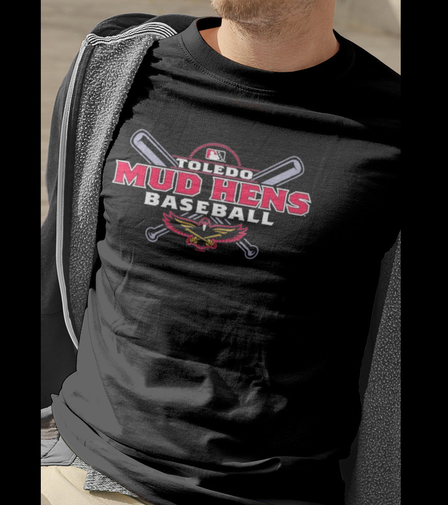 Toledo Mud Hens Baseball MLB Crossed Bats With Eagle T-Shirt