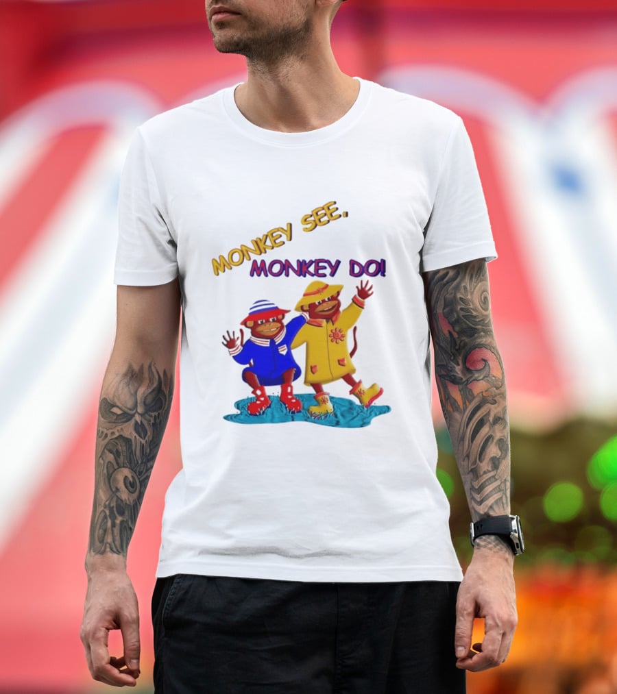 Monkey See Monkey Do Raincoat Monkeys Fun Kids Wear T-Shirt