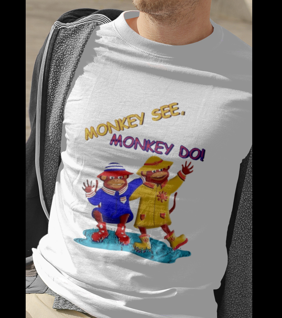 Monkey See Monkey Do Raincoat Monkeys Fun Kids Wear T-Shirt