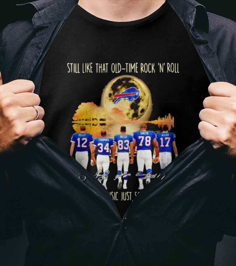 Buffalo Bills Players Old Time Rock 'n' Roll Soothes My Soul T-Shirt