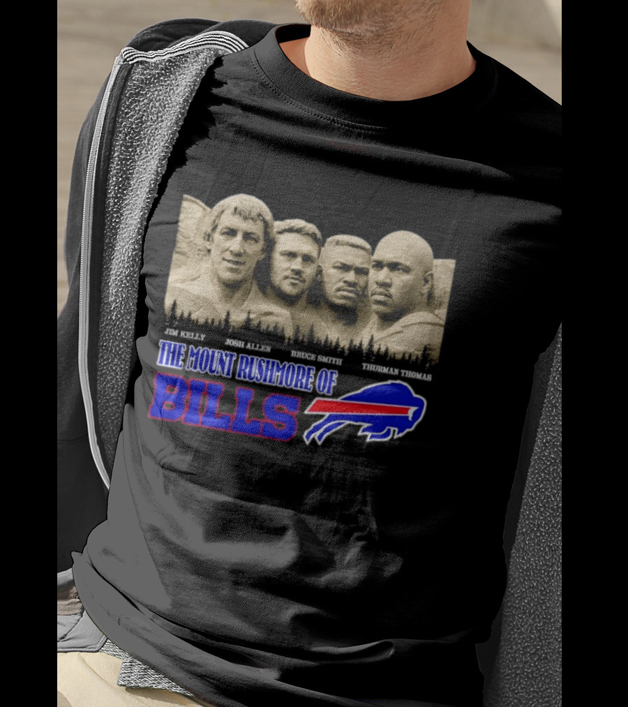 Jim Kelly Josh Allen Bruce Smith Thurman Thomas The Mount Rushmore Of Buffalo Bills T-Shirt