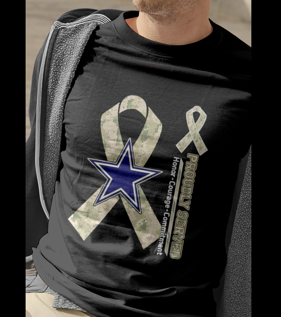 Dallas Cowboys Camouflage Ribbon Honor Courage Commitment T-Shirt