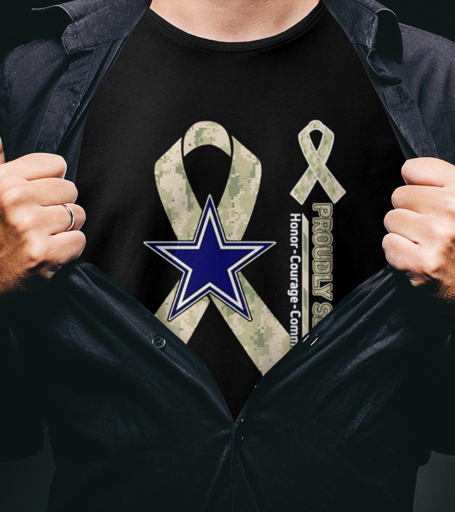 Dallas Cowboys Camouflage Ribbon Honor Courage Commitment T-Shirt