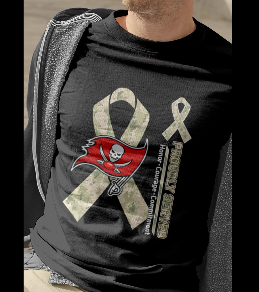 Tampa Bay Buccaneers Proudly Served Military Support Honor Courage Commitment Ribbon T-Shirt