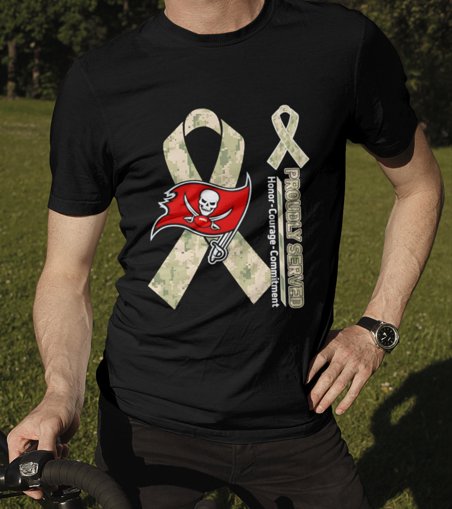 Tampa Bay Buccaneers Proudly Served Military Support Honor Courage Commitment Ribbon T-Shirt