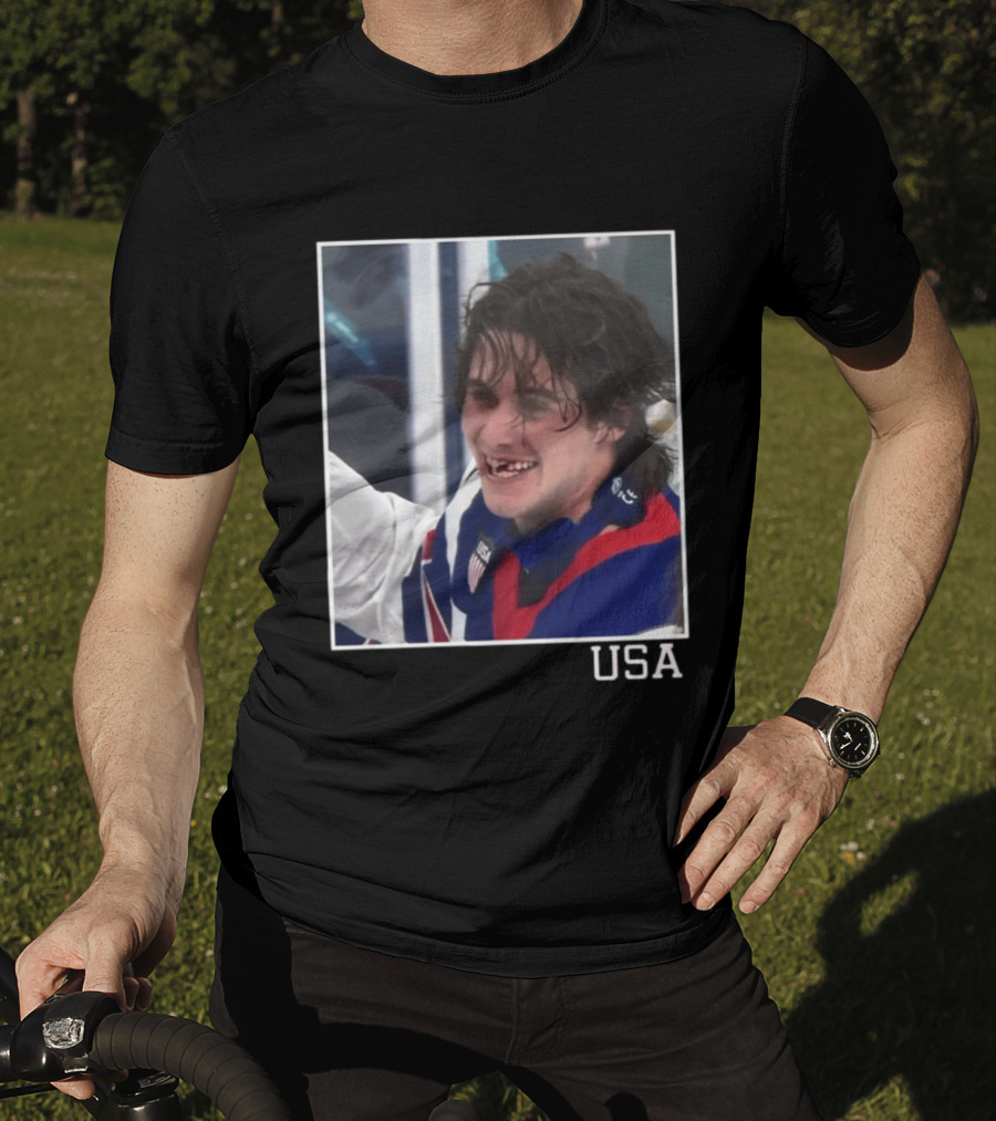 Jack Hughes USA Hockey Toothless Smile T-Shirt