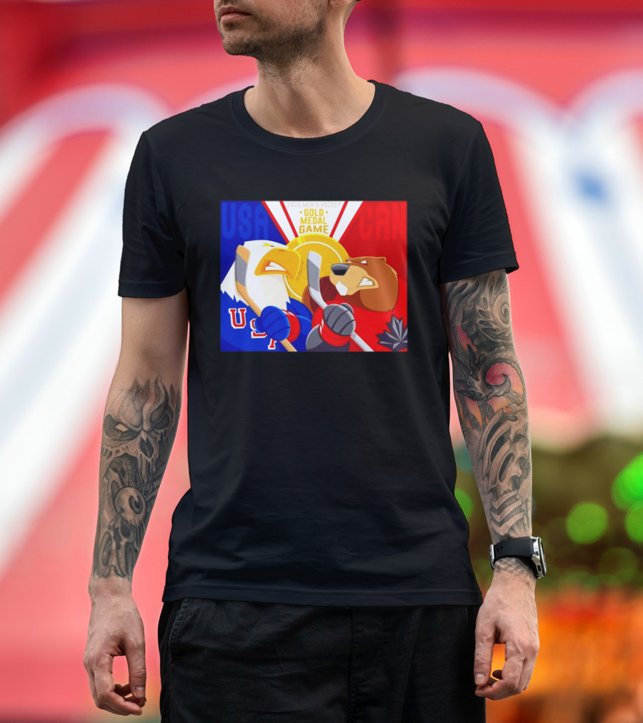 USA Vs Canada 2026 Men's Hockey Gold Medal Game Eagle Vs Beaver Showdown T-Shirt