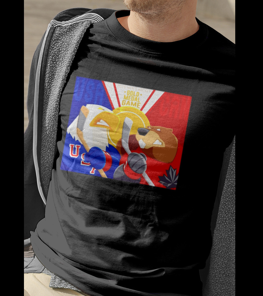 USA Vs Canada 2026 Men's Hockey Gold Medal Game Eagle Vs Beaver Showdown T-Shirt