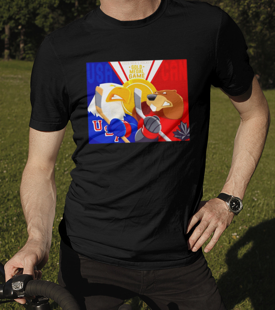 USA Vs Canada 2026 Men's Hockey Gold Medal Game Eagle Vs Beaver Showdown T-Shirt
