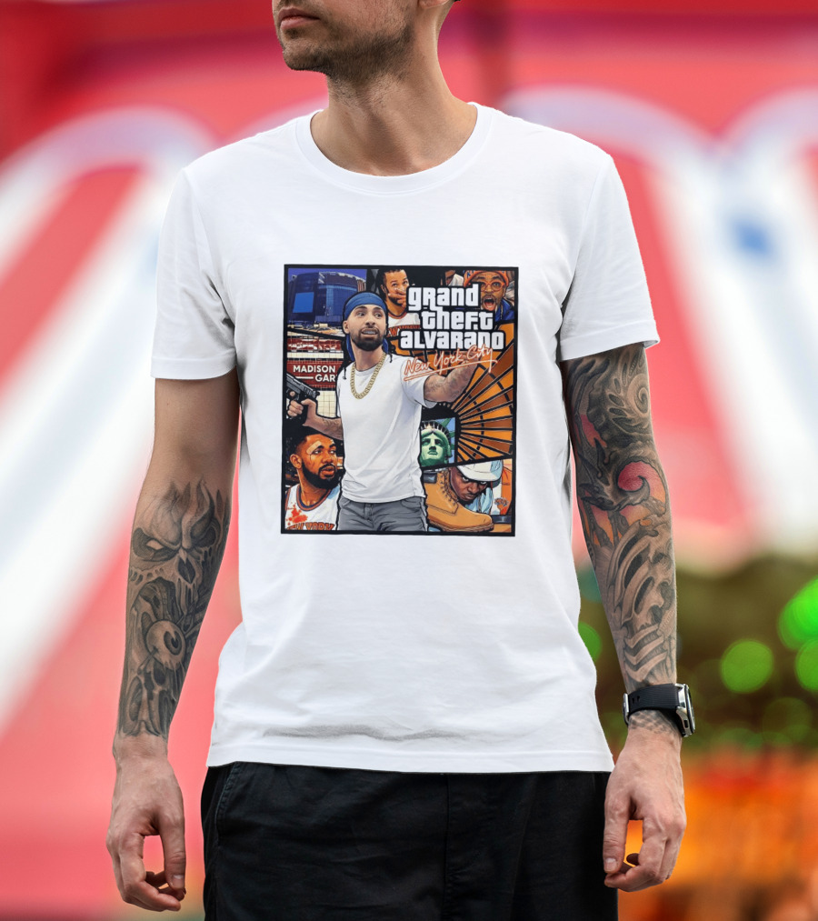 Grand Theft Alvarado New York City Madison Square Garden Statue Of Liberty T-Shirt