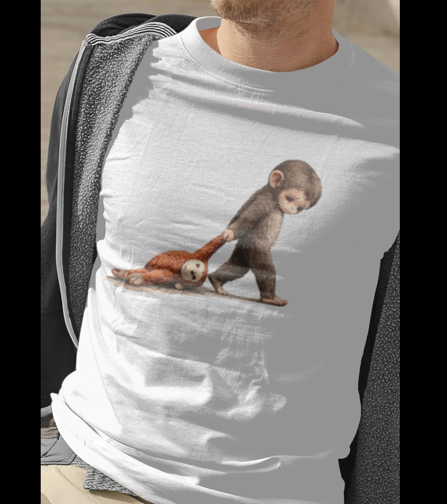 Monkey Baby Dragging Toy Monkey T-Shirt