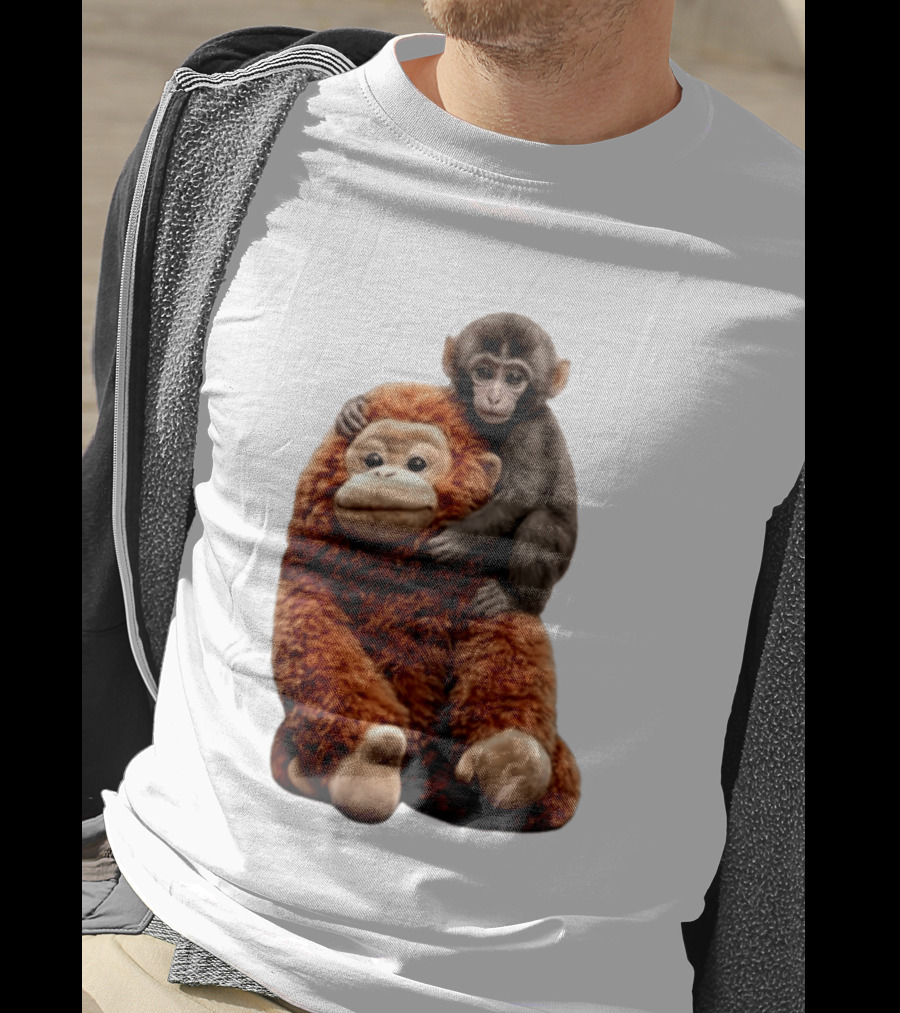 Monkey Punch Plush Toy And Baby Monkey Cuddling Image T-Shirt