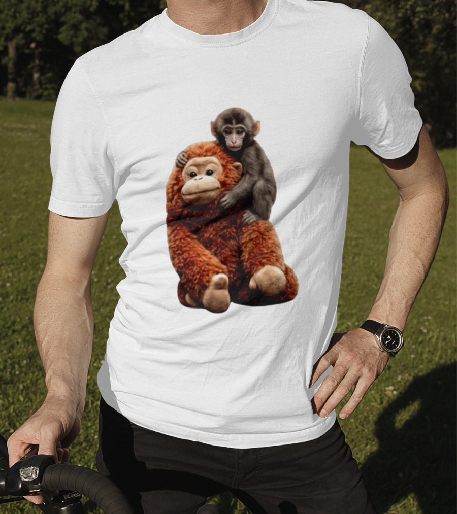 Monkey Punch Plush Toy And Baby Monkey Cuddling Image T-Shirt