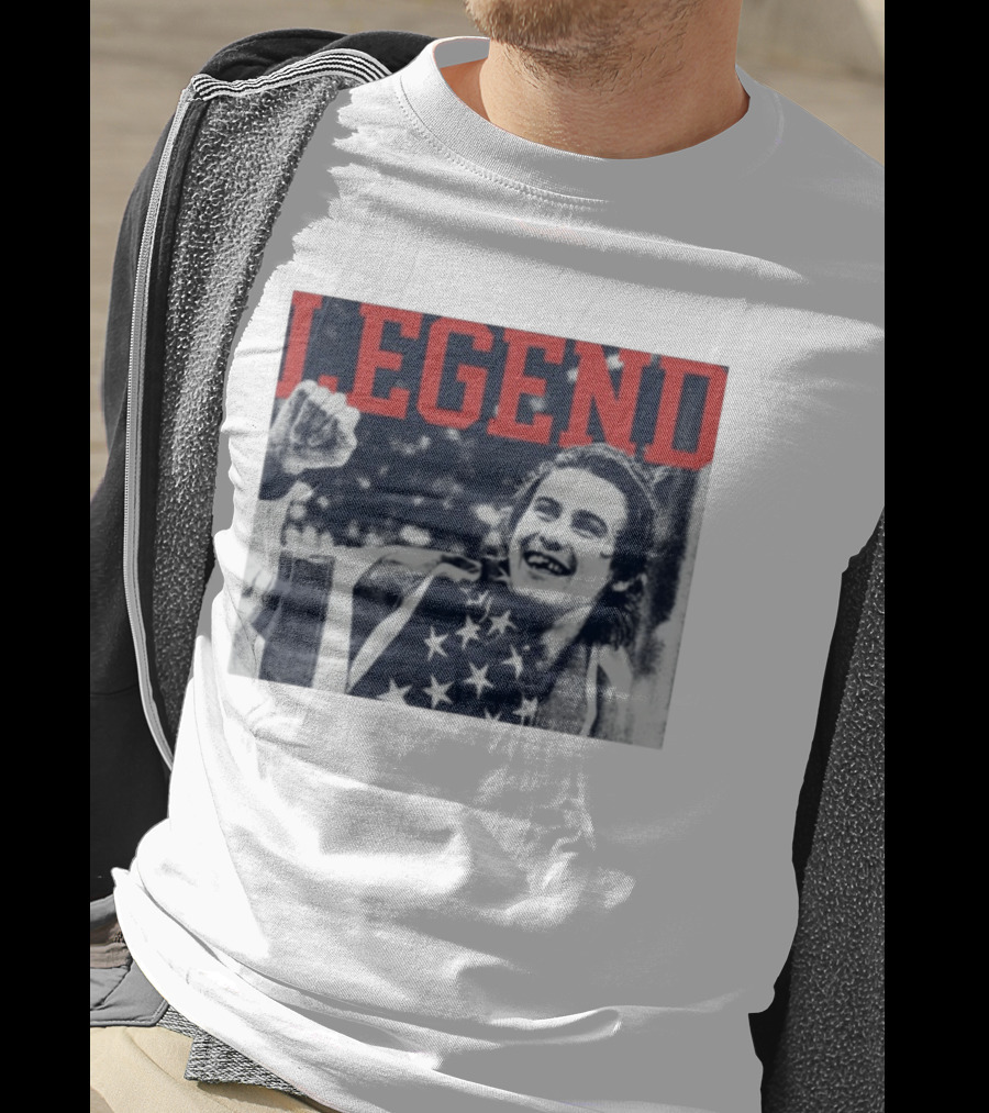 The Ice Sacrifice Jack Hughes Legend Fist Raised American Flag T-Shirt