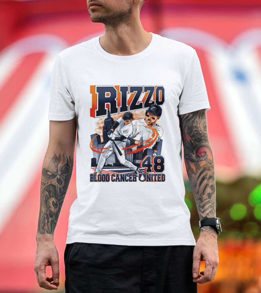 Rizzo 48 Blood Cancer United Hand Drawn Baseball T-Shirt
