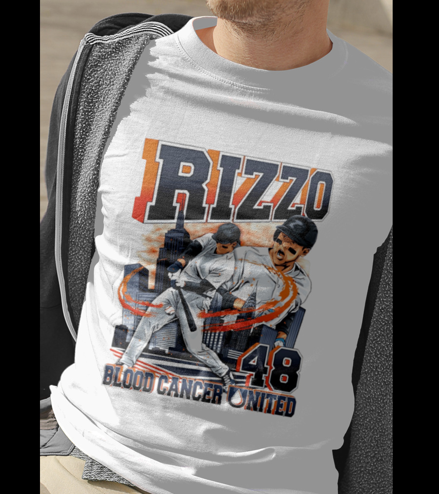 Rizzo 48 Blood Cancer United Hand Drawn Baseball T-Shirt