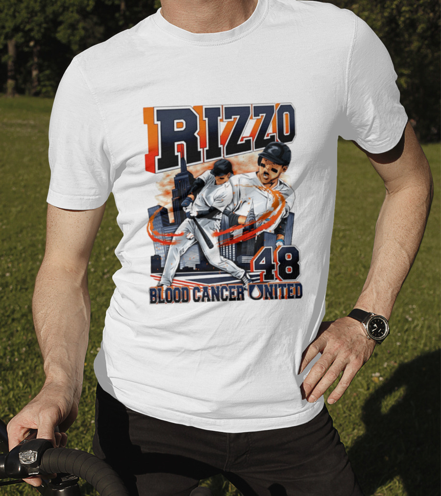 Rizzo 48 Blood Cancer United Hand Drawn Baseball T-Shirt