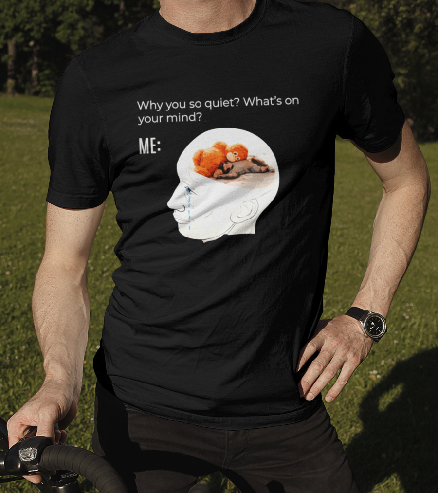 Punch Monkey Why You So Quiet What's On Your Mind Quirky Plush Toy Headspace T-Shirt