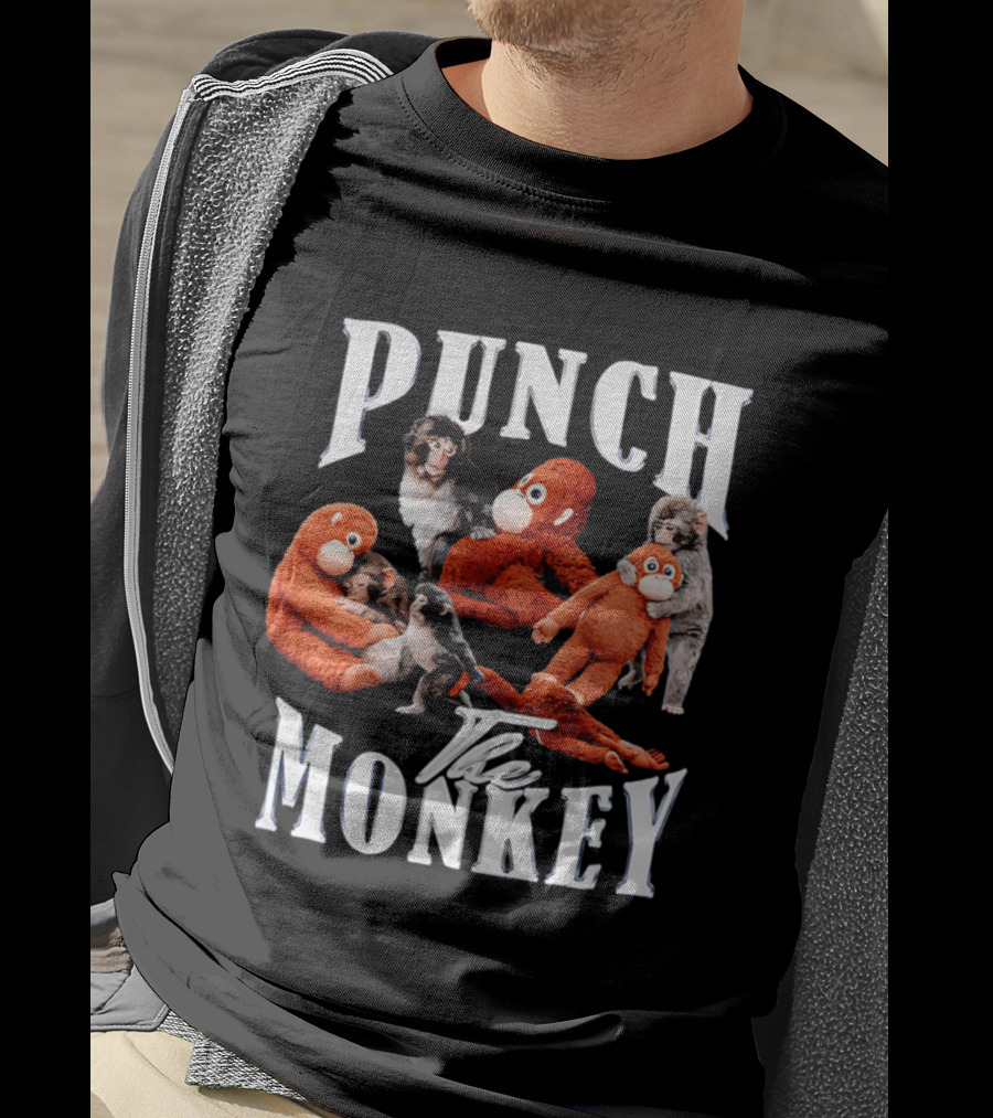 Punch The Monkey Stuffed Animal Toy Collection Playful T-Shirt