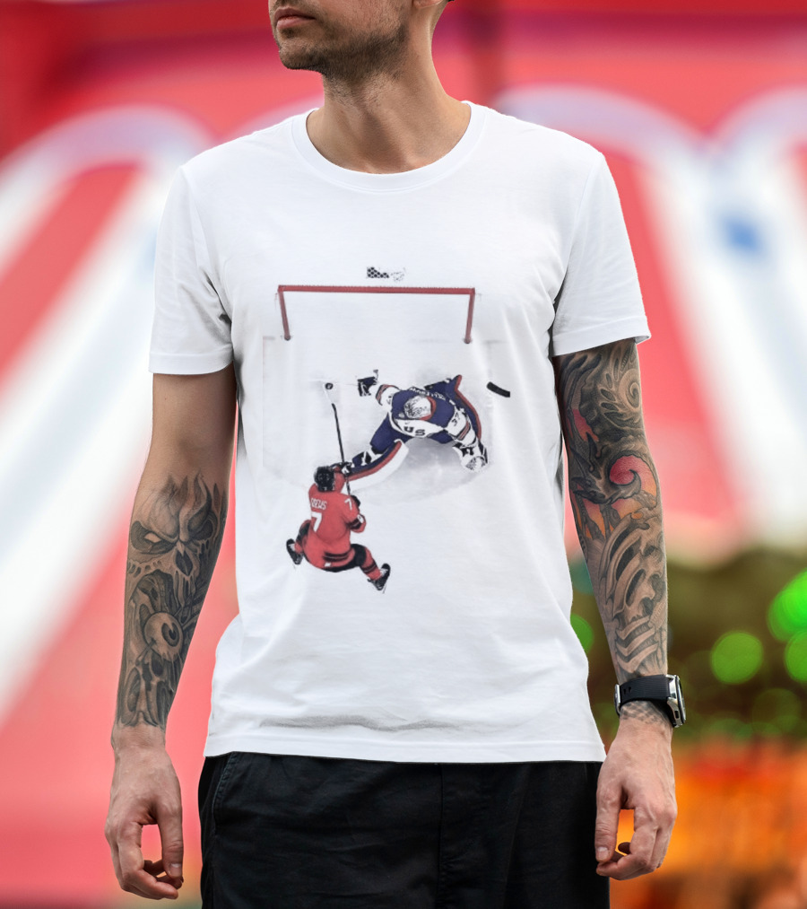 Connor Hellebuyck Team USA Ice Hockey Goalie Save Moment T-Shirt