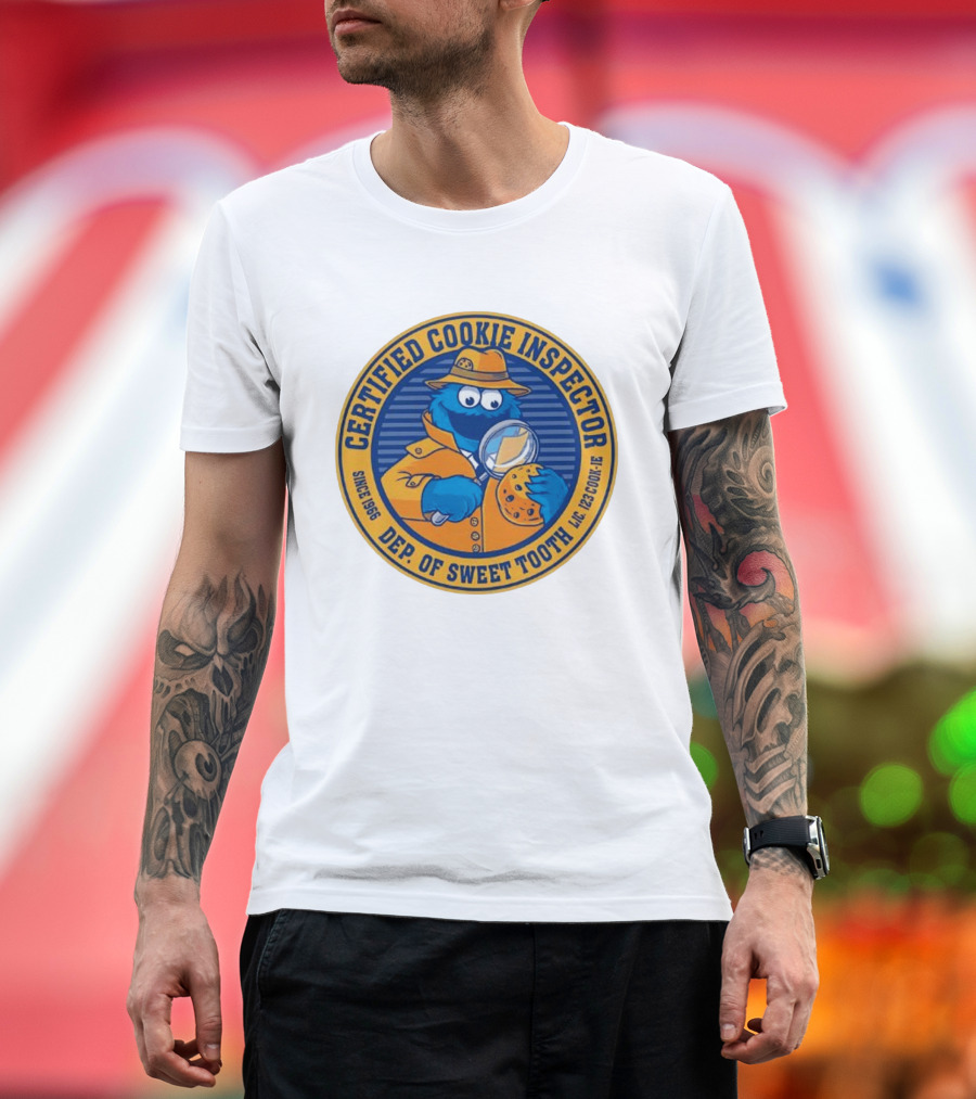 Certified Cookie Inspector Cookie Monster Since 1996 Dept Of Sweet Tooth T-Shirt