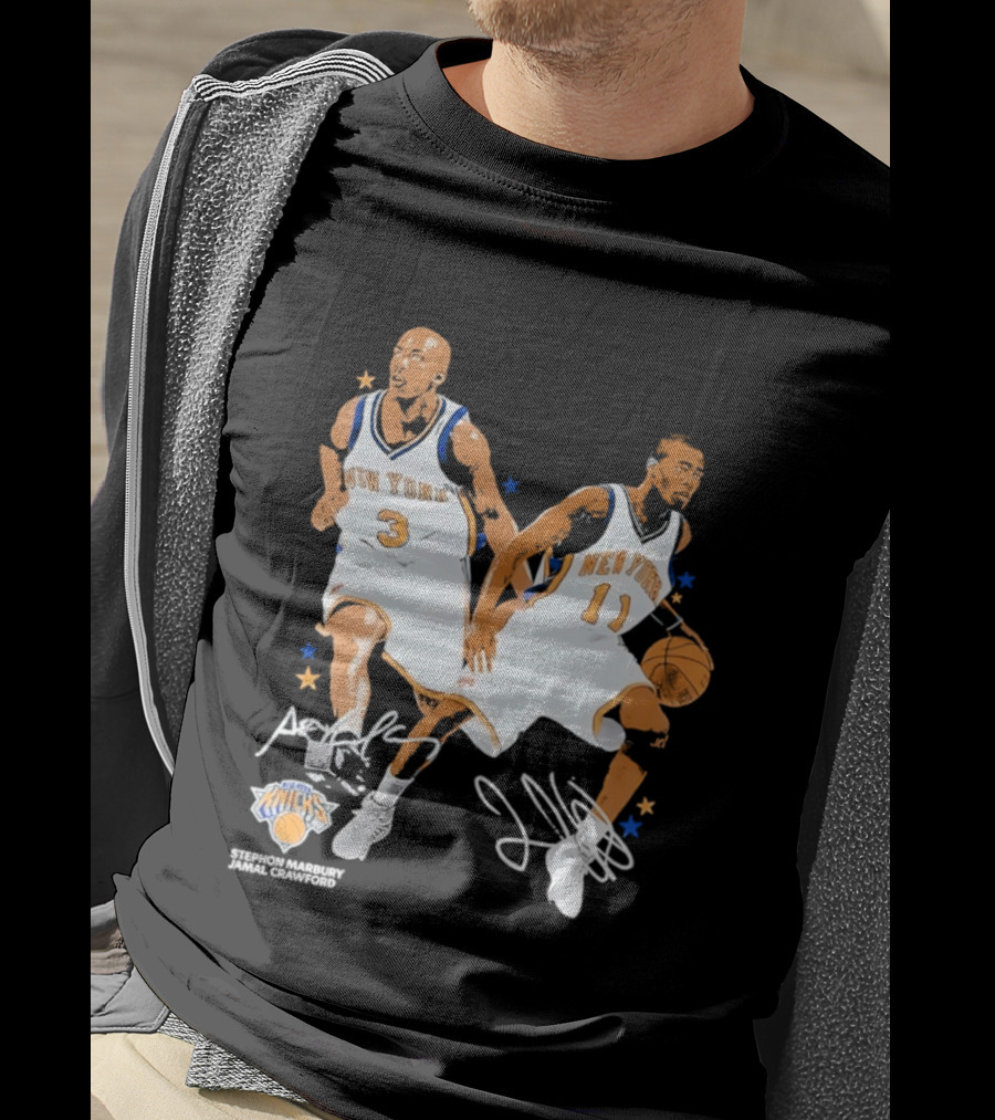 Stephon Marbury Jamal Crawford New York Knicks 3 11 Signatures T-Shirt