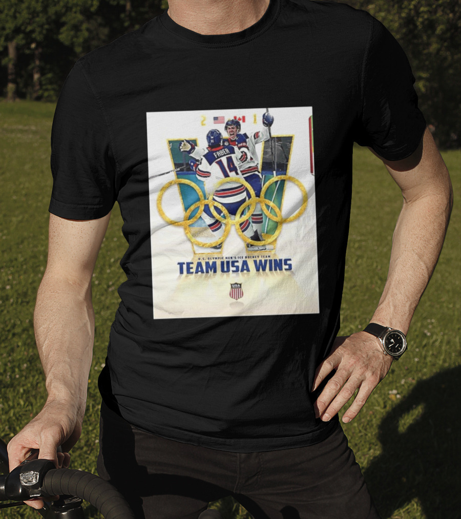 O.S. Olympic Men's Ice Hockey Team USA Wins Gold Against Canada 2 1 T-Shirt