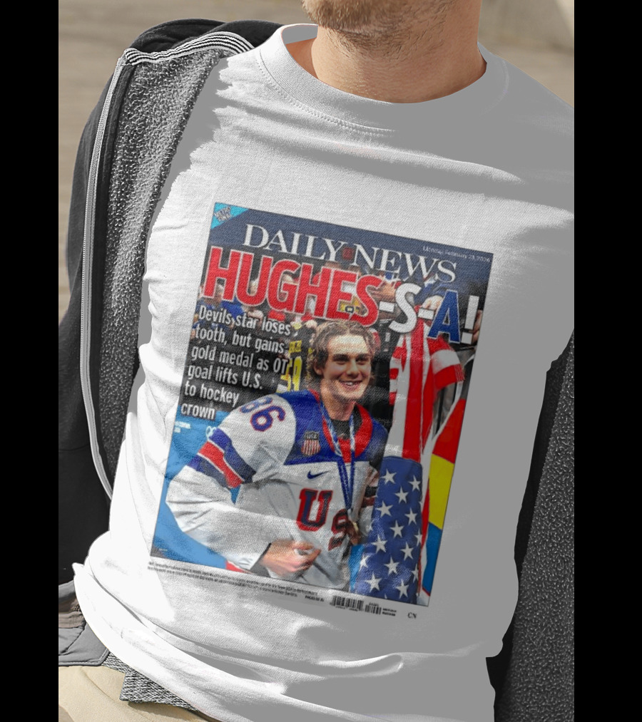 Daily News Jack Hughes S A Gold Medal US Hockey Devil Star T-Shirt
