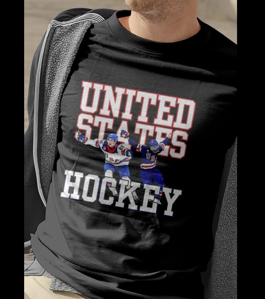 United States Hockey Players Celebration T-Shirt