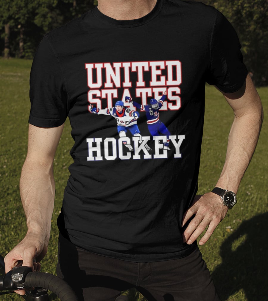 United States Hockey Players Celebration T-Shirt