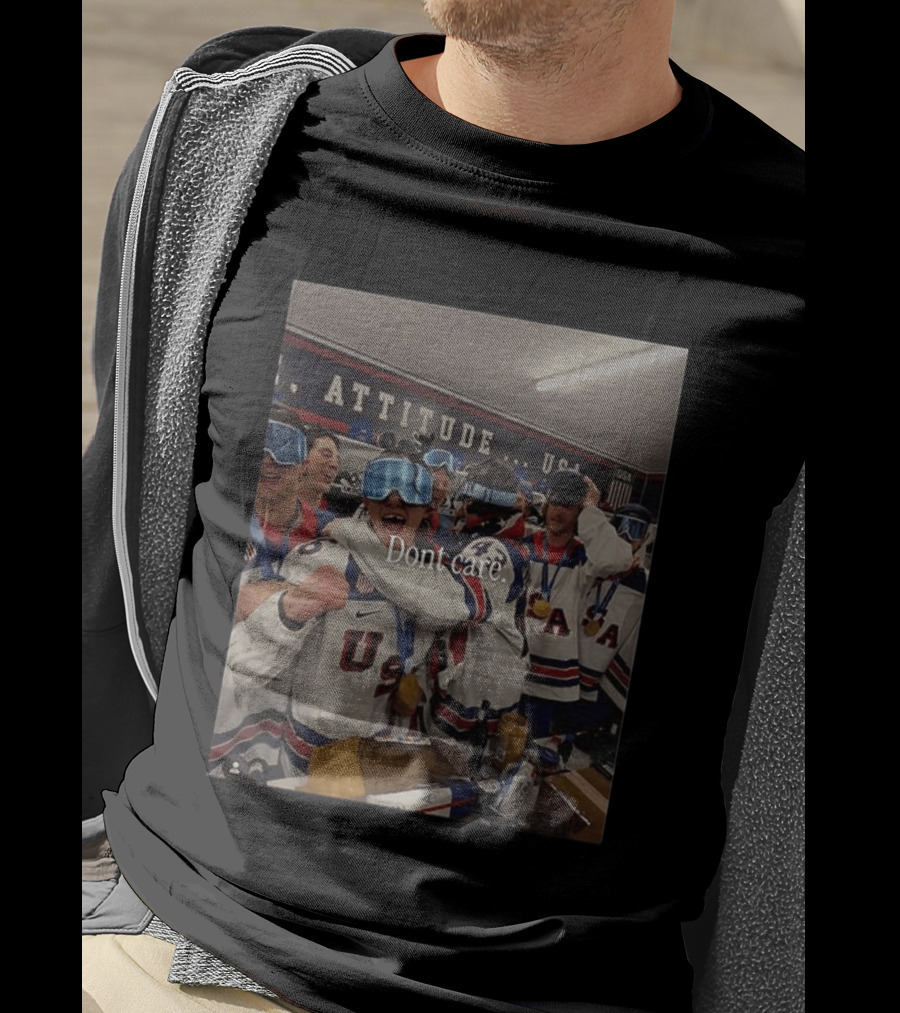 USA Hockey Attitude Dont Care Team Celebration T-Shirt