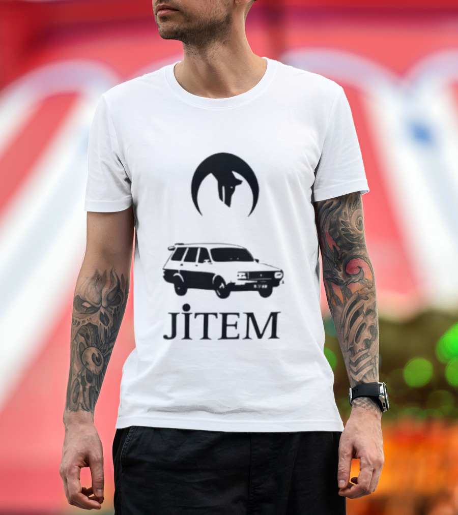 Jitem Beyaz Toros Wolf Symbol Oversize T-Shirt