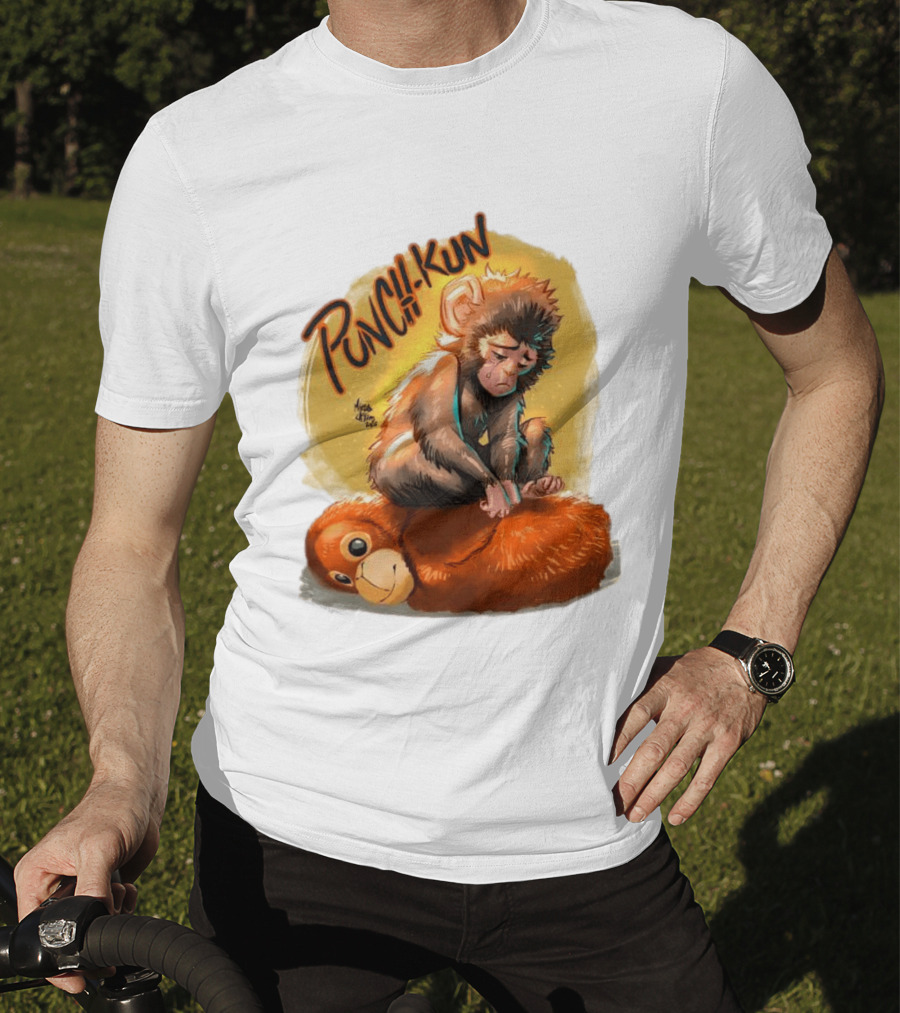 Punch Kun Sad Monkey Hugging Orange Figure T-Shirt