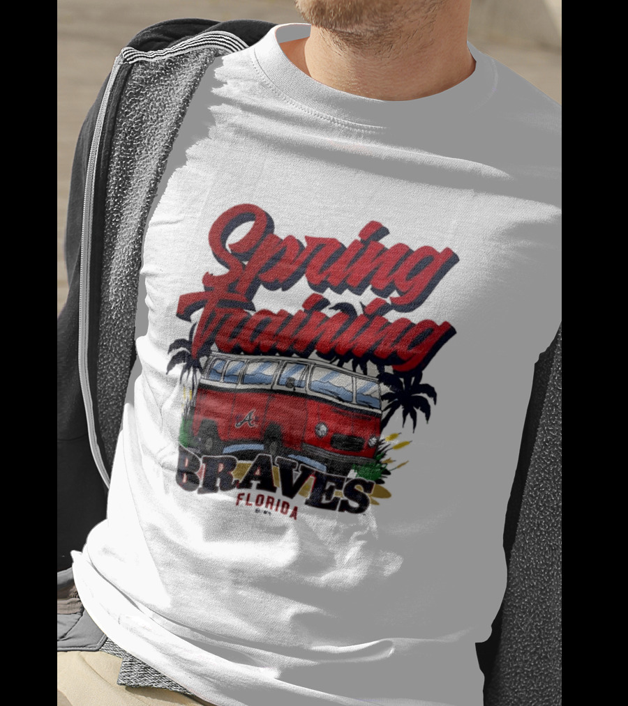 Spring Training Braves Florida Vintage VW Bus Palm Trees T-Shirt