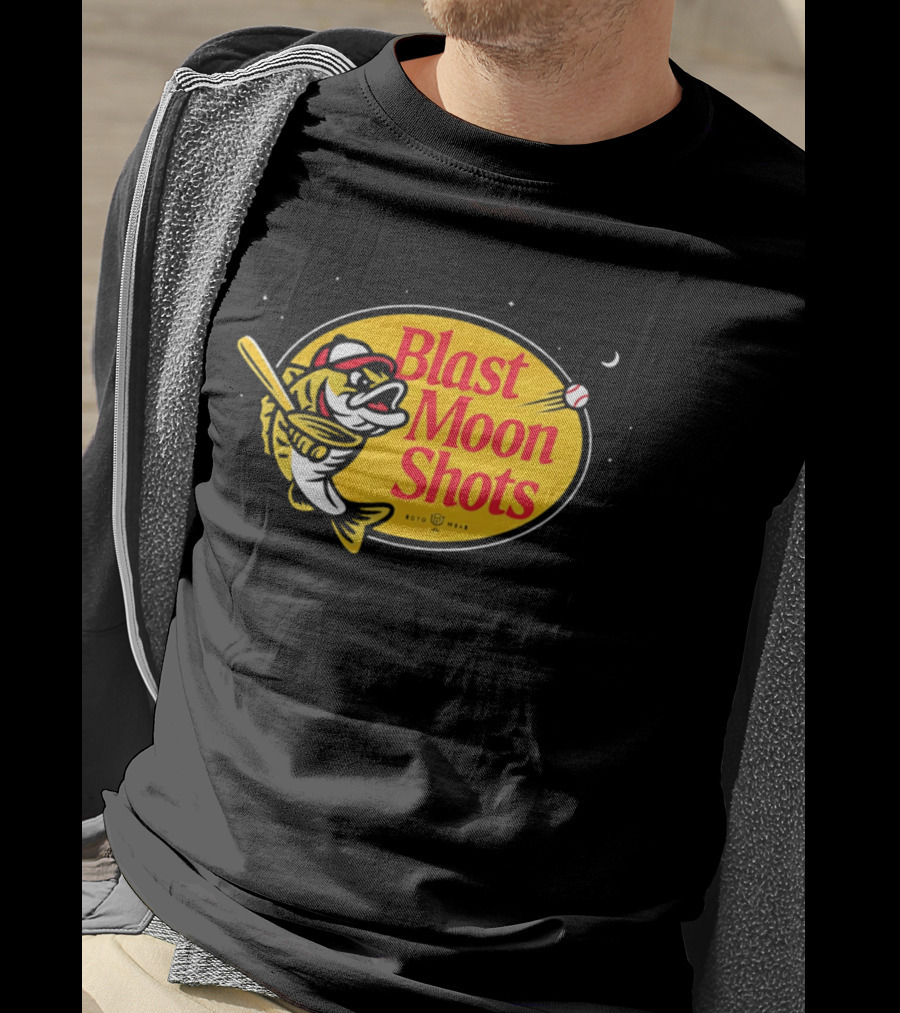 Blast Moon Shots Baseball Fish Swinging Bat T-Shirt