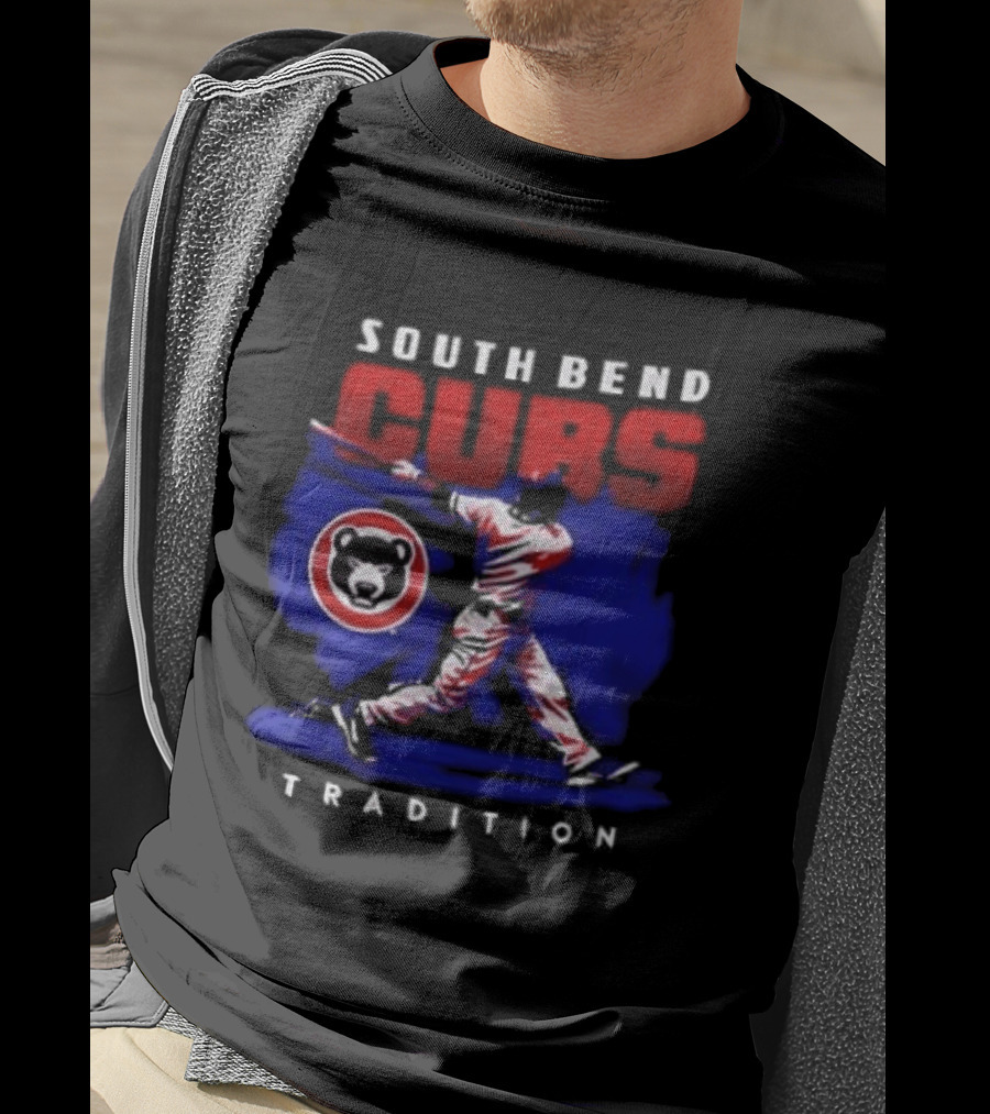South Bend Cubs Tradition Vintage Baseball Player T-Shirt