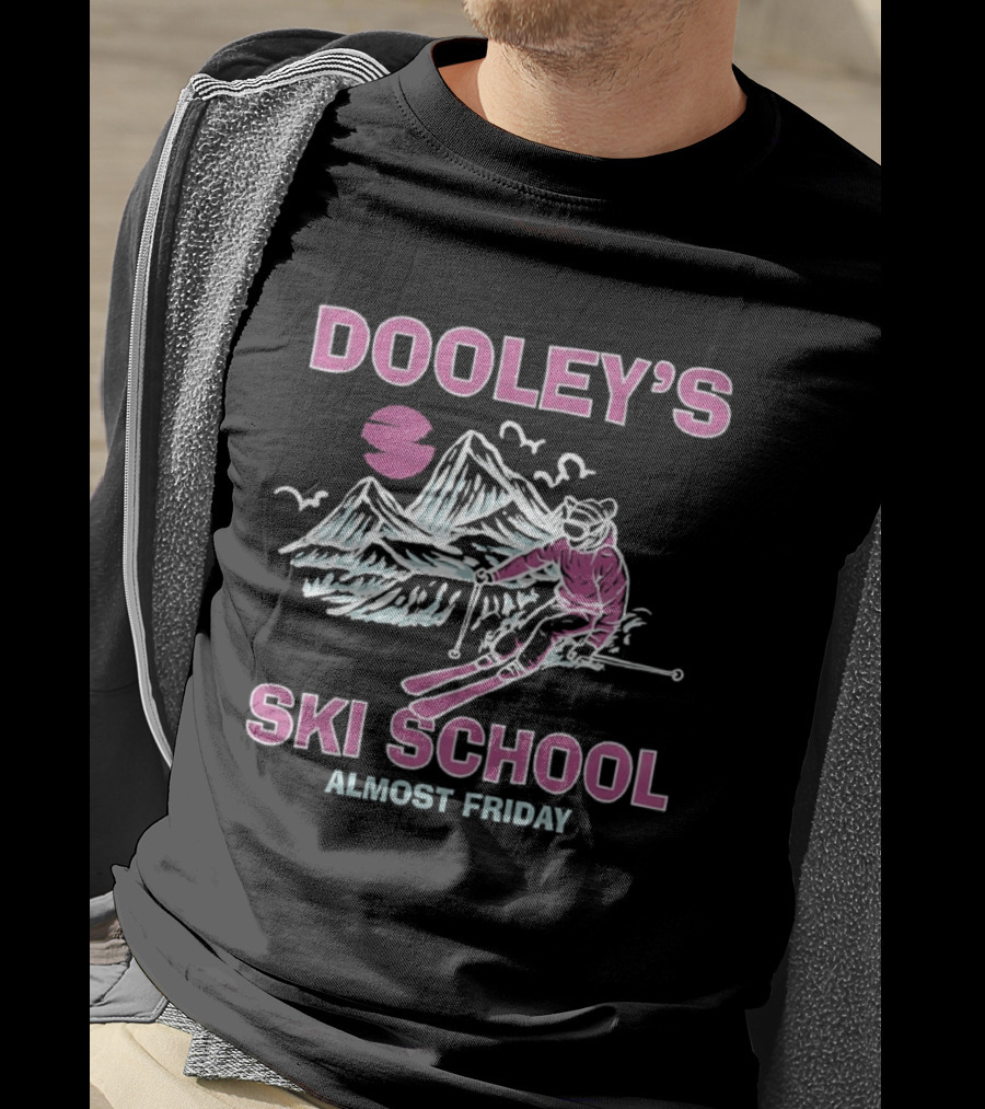 Dooley's Ski School Almost Friday Skiing Mountains Ski Jumper T-Shirt