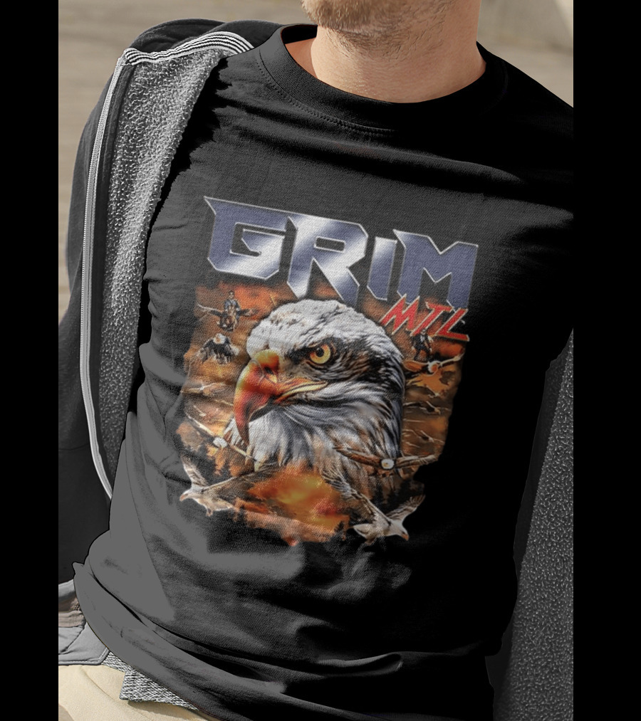 Grim MTL Bald Eagle Fierce Wildlife Scene T-Shirt