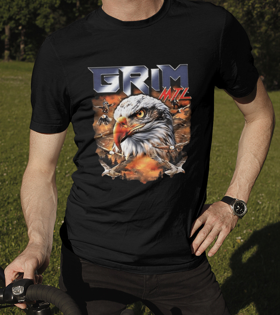 Grim MTL Bald Eagle Fierce Wildlife Scene T-Shirt