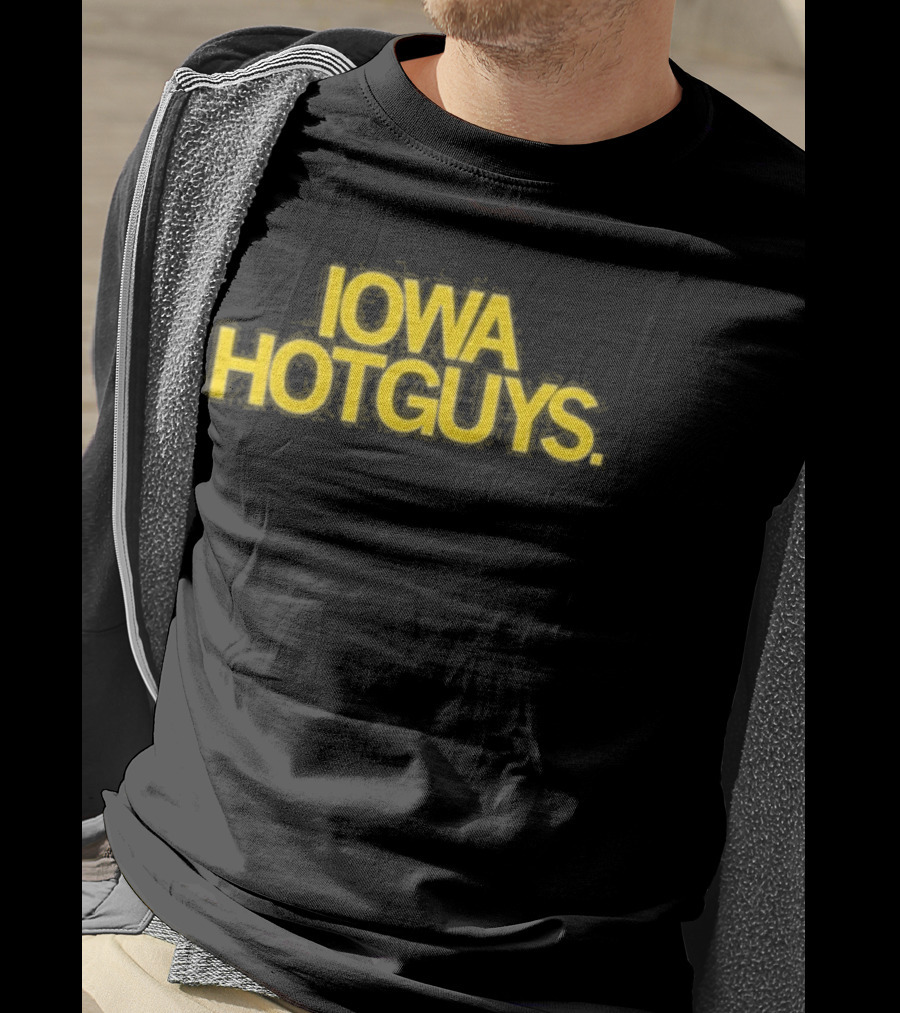 Iowa Hotguys Bold Yellow Typography Pullover T-Shirt