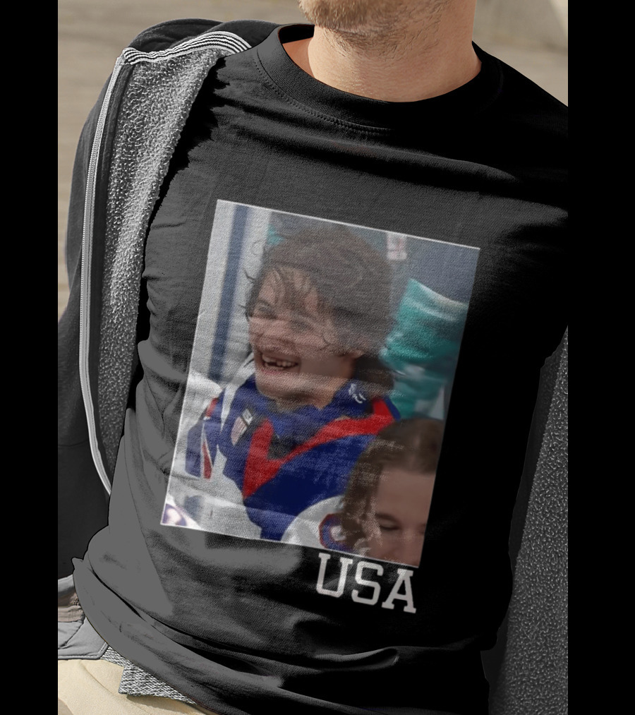 Jack Hughes 2026 Winter Olympic Team USA Smile Hockey T-Shirt