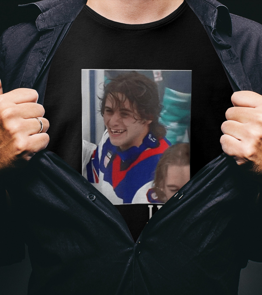 Jack Hughes 2026 Winter Olympic Team USA Smile Hockey T-Shirt