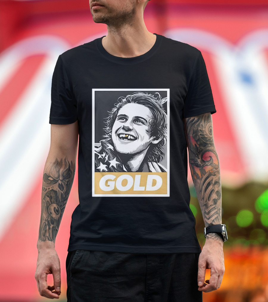 Jack Hughes Team USA 2026 Gold Hockey Smile Iconic Victory Celebration T-Shirt