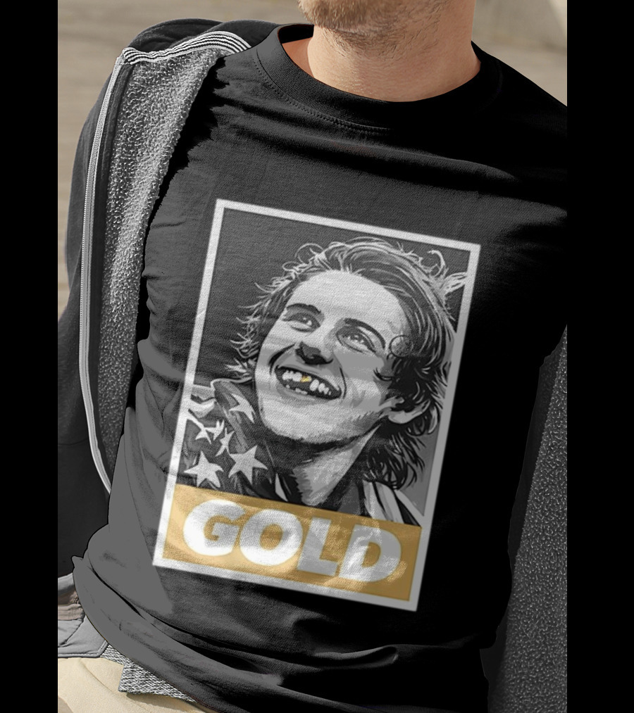 Jack Hughes Team USA 2026 Gold Hockey Smile Iconic Victory Celebration T-Shirt