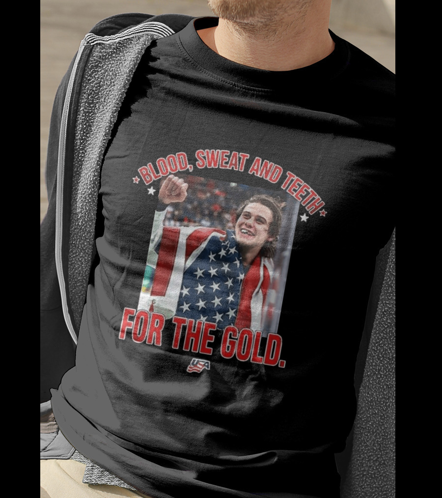 Blood Sweat And Teeth For The Gold USA Olympic Spirit T-Shirt