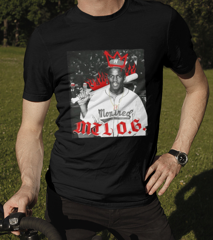 Jackie Robinson Montreal MTL O.G. Baseball Legend Icon Red Crown Flames T-Shirt
